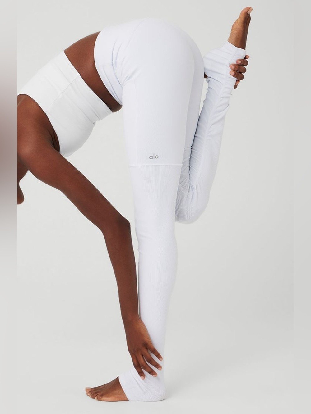 Alo Yoga High Waist Goddess Ribbed Legging Size Small White